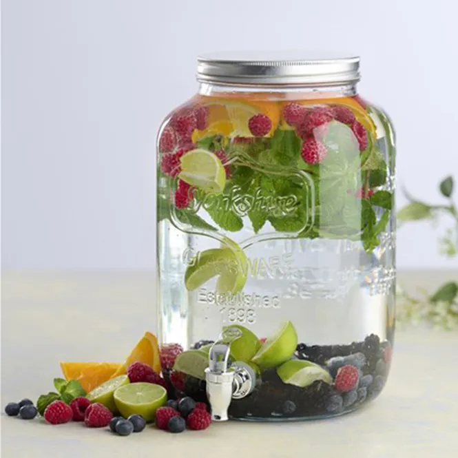 Hovedbilde Drikkedispenser og oppbevaringskrukke i glass med tappekran 8 Liter