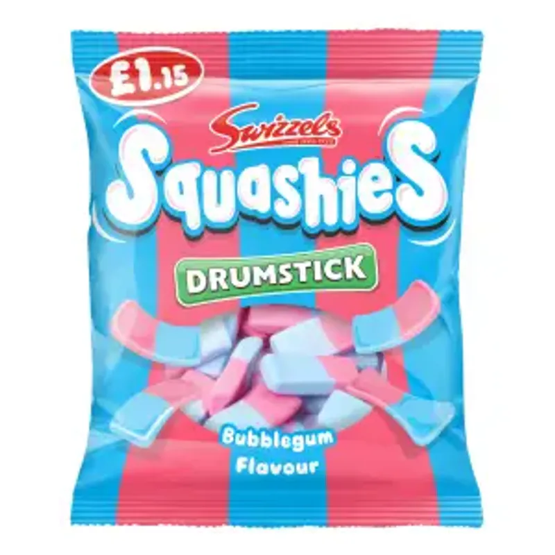 Swizzels drumstick squashies bubblegum flavour bag 120g  (OUTLET) (Best før: 1.11.2026)