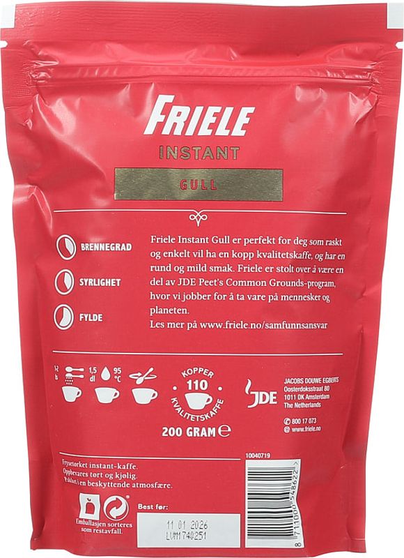 Friele instant gull 200g refill 6poser